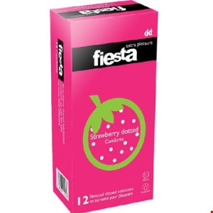 کاندوم کاندوم خاردار فیستا مدل Strawberry Dotted بسته 12 عددی